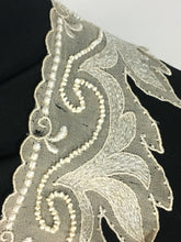 Load image into Gallery viewer, Antique pale pink silk collar & cuff trim fragments with beading embellishments