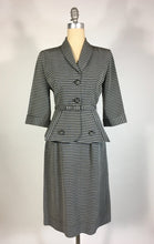 Load image into Gallery viewer, 1940’s-50’s Dynamic black and silver textured fabric skirt suit 3-pc set
