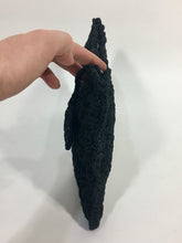 Load image into Gallery viewer, 1940’s homemade black rayon cord braided clutch bag with zipper pull diamond detail