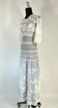 Load image into Gallery viewer, Antique late Victorian-Edwardian intricate pieced lace sheer wedding gown dress
