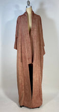 Load image into Gallery viewer, Vintage HAND-SEWN Brick red &amp; gold raw slub silk Japanese Iromuji kimono robe cover-up
