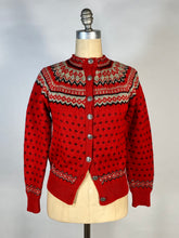Load image into Gallery viewer, 1950&#39;s soft red wool NORDKAPP cardigan sweater by Knut Erichsen Norway
