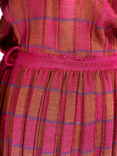 Load image into Gallery viewer, 1970&#39;s-80&#39;s ALBERT NIPON silk knit checkered magenta dress &amp; belt size 4
