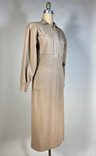 Load image into Gallery viewer, 1980&#39;s pure brushed wool tan Coat-Dress by designer CLAUDE MONTANA sz. Medium
