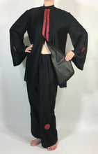 Load image into Gallery viewer, 1910&#39;s-1920&#39;s black SILK LOUNGE PAJAMAS with paisley details
