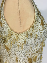 Load image into Gallery viewer, 1950&#39;s Silver &amp; Gold heavily beaded SAMUEL WINSTON by ROXANE gown

