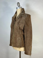Load image into Gallery viewer, 1970&#39;s brown BRUSHED LEATHER &amp; soft fur-lined jacket by SkinCheetah size small
