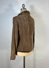 Load image into Gallery viewer, 1970&#39;s brown BRUSHED LEATHER &amp; soft fur-lined jacket by SkinCheetah size small

