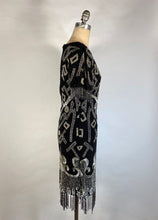 Load image into Gallery viewer, 1980&#39;s-1990&#39;s FULLY BEADED &amp; SEQUIN black &amp; silver open-back dress size 2/4P
