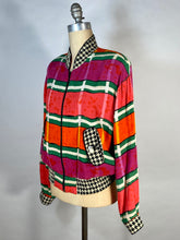 Load image into Gallery viewer, 1990&#39;s COLORFUL mixed print silk blend &#39;The Nanny&#39; jacket size Medium-Large
