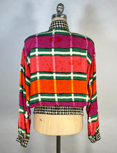 Load image into Gallery viewer, 1990&#39;s COLORFUL mixed print silk blend &#39;The Nanny&#39; jacket size Medium-Large

