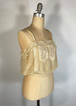 Load image into Gallery viewer, 1920’s Ivory color dainty semi-sheer SILK georgette &amp; lace camisole top
