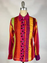 Load image into Gallery viewer, 2000&#39;s Y2K Colorful cotton ALPANA BAWA shirt with OOAK hand-drawings size Medium
