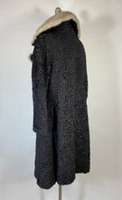 Load image into Gallery viewer, 1940&#39;s-1950&#39;s ASTRAKHAN Karakul fur coat with fur collar &amp; silk lining
