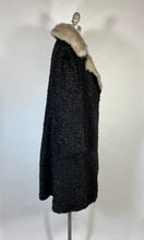 Load image into Gallery viewer, 1940&#39;s-1950&#39;s ASTRAKHAN Karakul fur coat with fur collar &amp; silk lining
