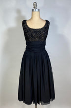 Load image into Gallery viewer, 1950&#39;s - 60&#39;s Little black dress w/soutache &amp; sequins by JOAN BARRIE 13
