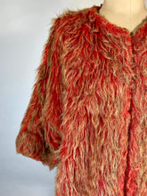 Load image into Gallery viewer, 1960&#39;s-70&#39;s FIERY orange-yellow Monster faux fur jacket w/contrast liner
