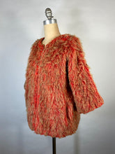 Load image into Gallery viewer, 1960&#39;s-70&#39;s FIERY orange-yellow Monster faux fur jacket w/contrast liner
