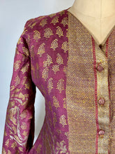 Load image into Gallery viewer, ASIAN ROYALTY vintage/antique real metal metallic brocade woven silk fuchsia top
