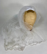 Load image into Gallery viewer, Modern scallop edge shoulder length WEDDING VEIL with embroidery &amp; hand-beading
