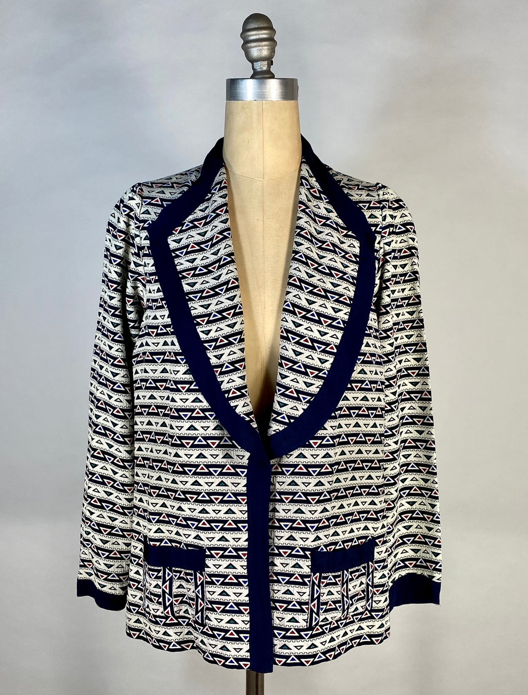 1920's ART DECO geometric triangle print lightweight silk jacket size S/M