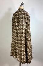 Load image into Gallery viewer, 1970’s brown and cream knit diamond check pattern cape by Fran &amp; Chiz
