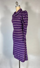 Load image into Gallery viewer, 1970’s-80’s purple stripe turtleneck sweater dress
