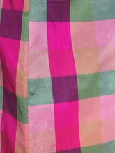 Load image into Gallery viewer, 1960’s homemade vivid iridescent silk check shift dress
