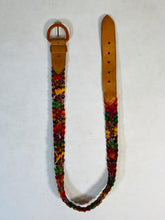Load image into Gallery viewer, 1990’s Central American colorful cottons weave &amp; natural leather belt
