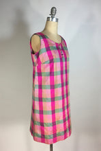 Load image into Gallery viewer, 1960’s homemade vivid iridescent silk check shift dress
