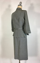Load image into Gallery viewer, 1940’s-50’s Dynamic black and silver textured fabric skirt suit 3-pc set
