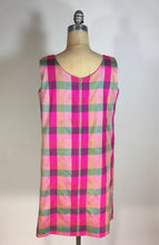 Load image into Gallery viewer, 1960’s homemade vivid iridescent silk check shift dress
