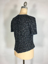 Load image into Gallery viewer, 1990’s Papéll Evening black bodice top blouse with silvery subtle sparkle beading

