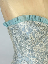 Load image into Gallery viewer, 1940’s-50’s light blue formal strapless robe de style gown by Best &amp; Co.
