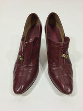Load image into Gallery viewer, 1970’s-does-30’s Oxblood deep red zip-front vamp shoes by I. Miller size 7.5-8
