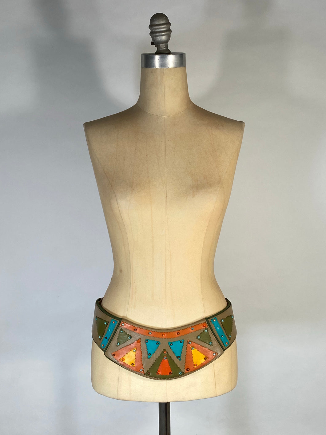 1980’s-90’s colorful pieces leather low hip belt by Salena’s Collection