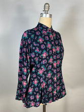 Load image into Gallery viewer, 1980’s-does-Victorian floral rose print rayon blouse with mutton sleeves by Phool

