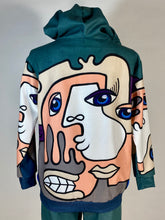 Load image into Gallery viewer, 1990’s-2000’s Abstract Faces print textured synthetic 2-pc sweatsuit
