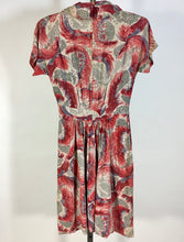 Load image into Gallery viewer, 1930’s silk dress with dreamy ‘undersea’ style print and high rolled collar
