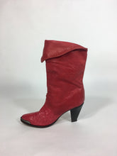 Load image into Gallery viewer, 1980’s-90’s fiery red leather fold-over boots from Zodiac size 5.5
