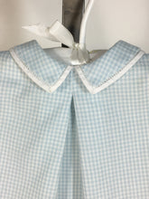 Load image into Gallery viewer, 1950’s light blue cotton baby toddler dress onesie with hand embroidered details train
