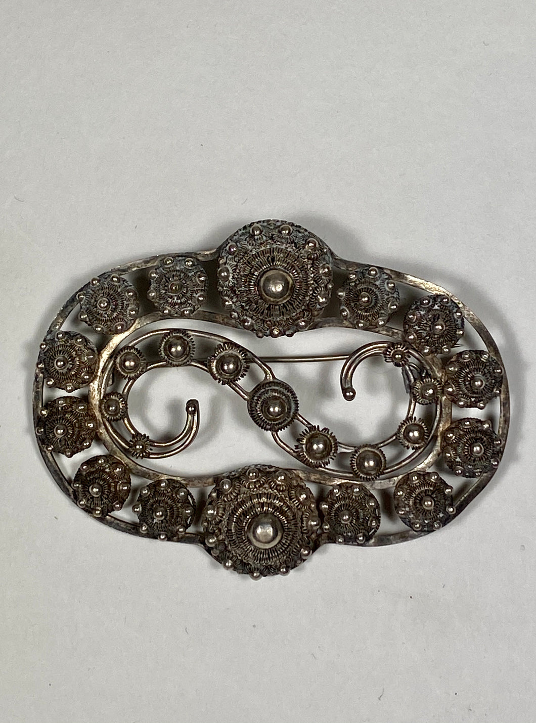 Antique Zeeland Knoop silver handmade Extra Large pin brooch Dutch