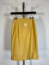 Load image into Gallery viewer, 1950’s-60’s reversible golden ochre yellow &amp; floral print cotton pencil skirt Deadstock New with Tags!
