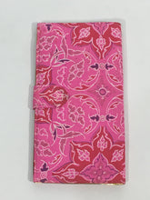 Load image into Gallery viewer, 1970’s pink Indian print cotton floral wallet billfold with small change pocket
