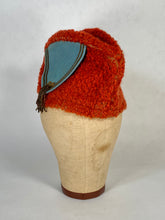Load image into Gallery viewer, 1920’s Antique orange Astrakhan fur and blue felt hat with bullion fringe
