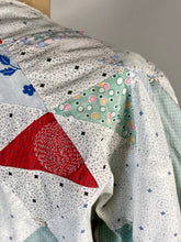 Load image into Gallery viewer, 1930’s lightweight cotton quilt-turned-reversible upcycled jacket with sashiko stitching
