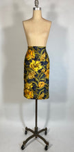Load image into Gallery viewer, 1950’s-60’s reversible golden ochre yellow &amp; floral print cotton pencil skirt Deadstock New with Tags!
